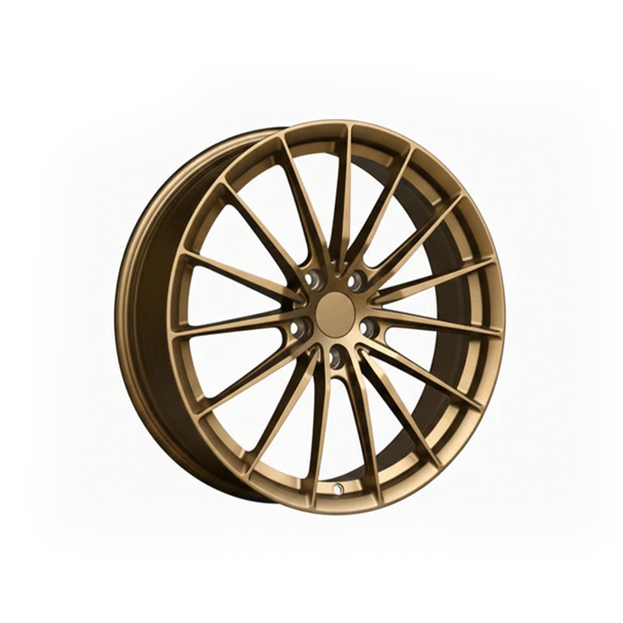Satin bronze WWC 515 15-spoke Flow-Form alloy wheel by WheelWork Customs, showing detailed spoke design and finish.
