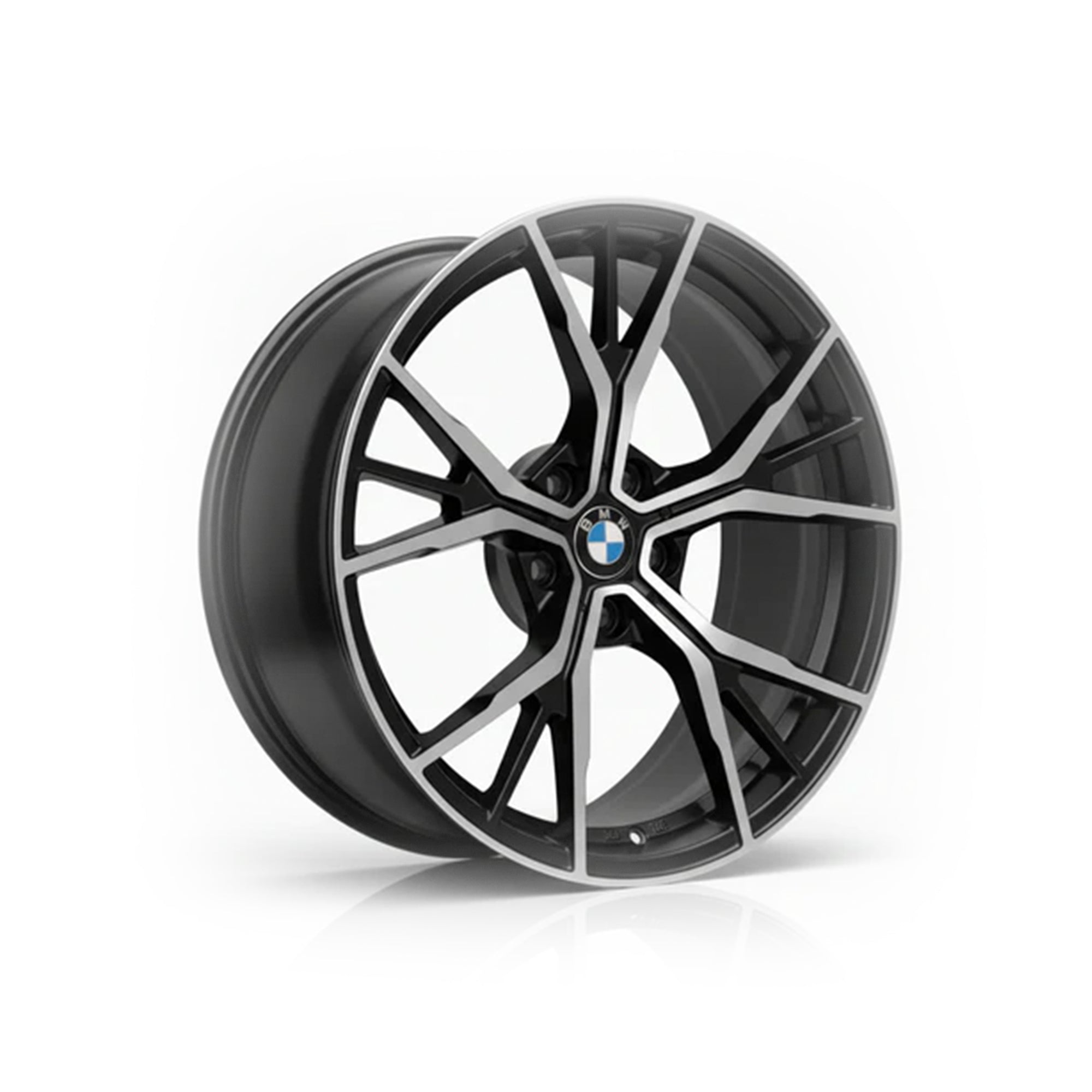 Close-up of WheelWorkCustoms WWC 504 multi-spoke flow-form wheel in a metallic finish, showcasing its intricate spoke design.