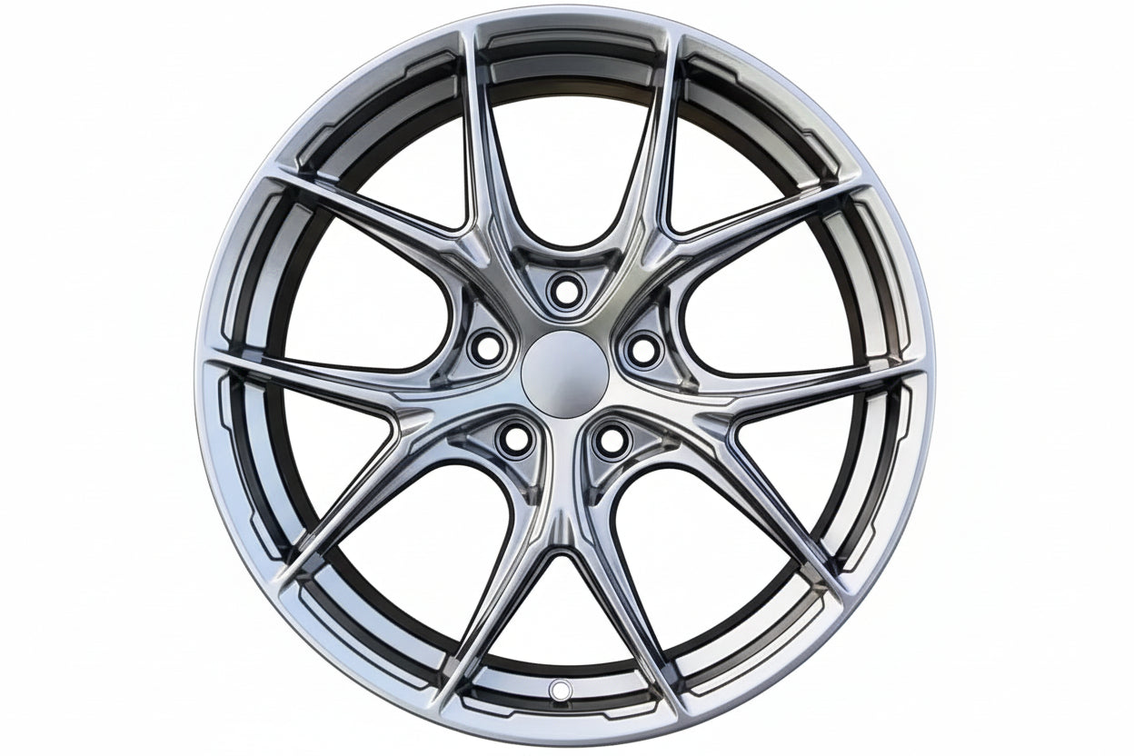 Flow Form P101-Style Wheels - Multi-Spoke Performance Rims - Gun Metal Grey
