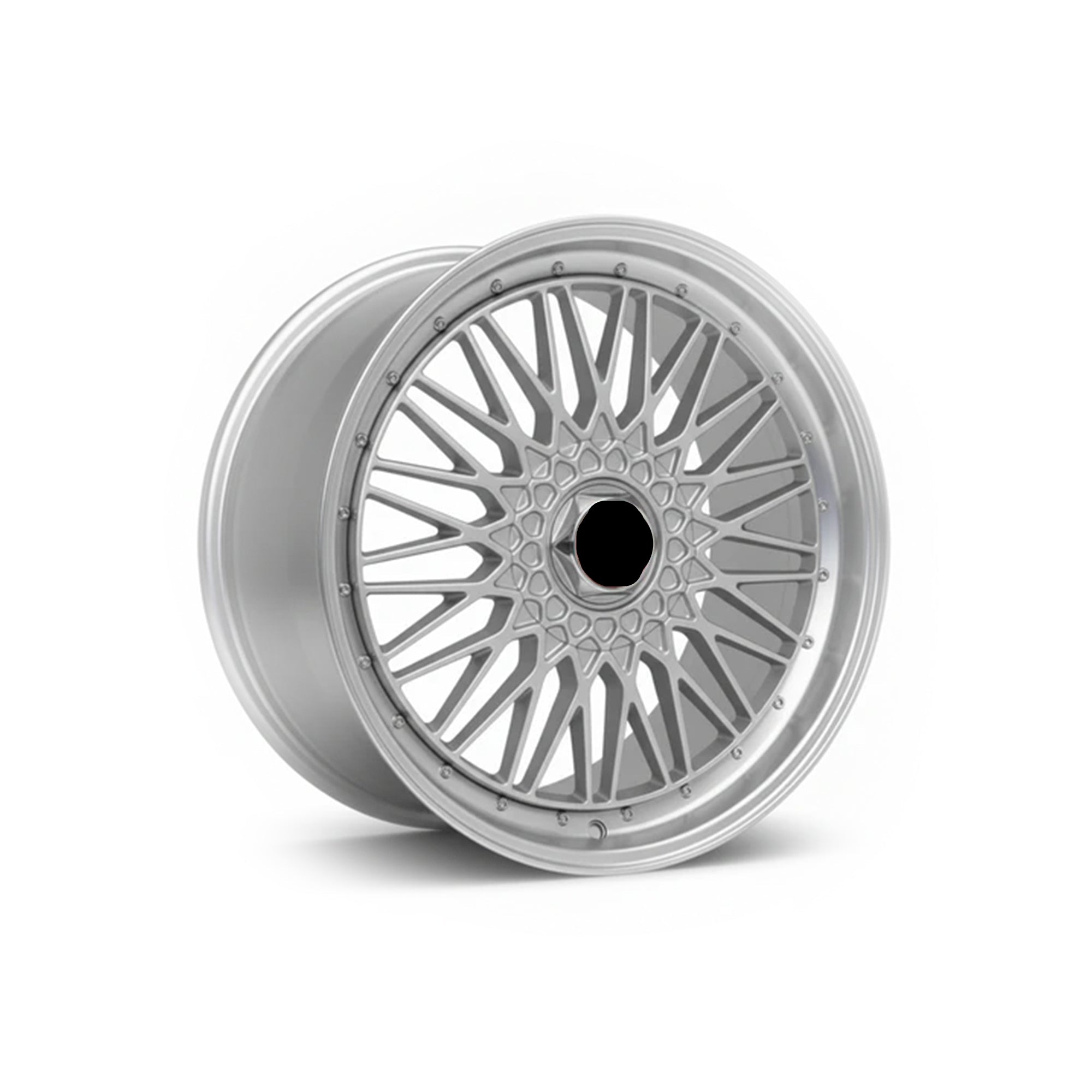 Silver Mesh Motorsport Flow-Form Wheel with machine lip from WheelWorkCustoms WWC 508 Classic Mesh series.