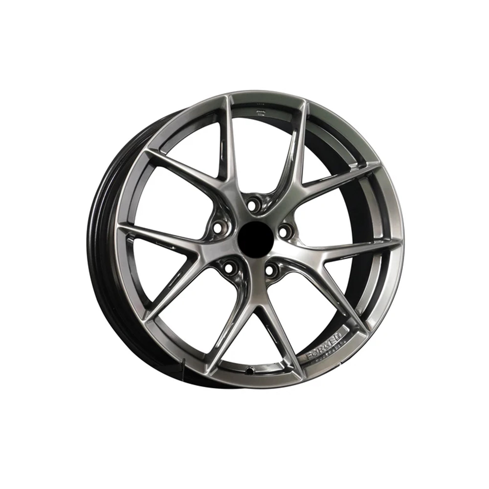 Deep-dish Flow-Form Wheel in Hyper Black by WheelWorkCustoms, showcasing the sleek, modern design and glossy finish.
