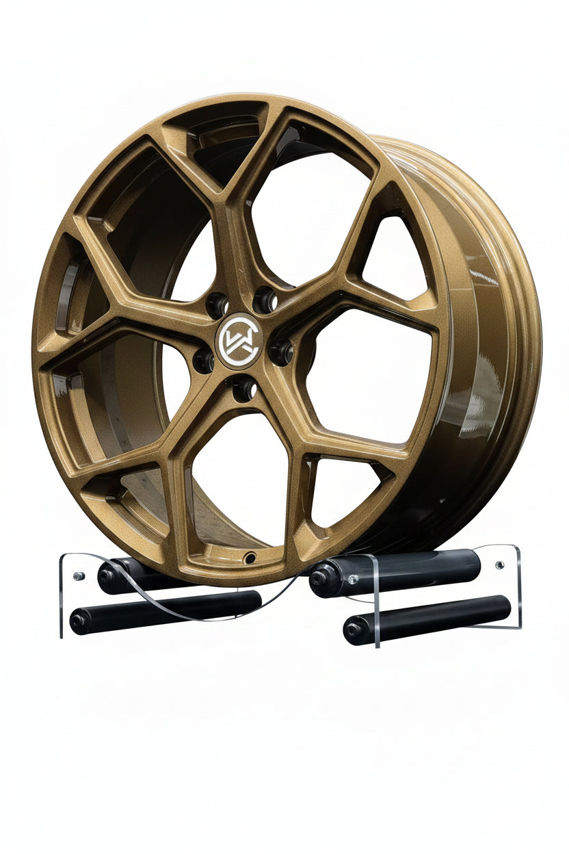 Custom forged WWC RS Competition wheels by WheelWorkCustoms, featuring a sleek, polished finish and intricate spoke design.