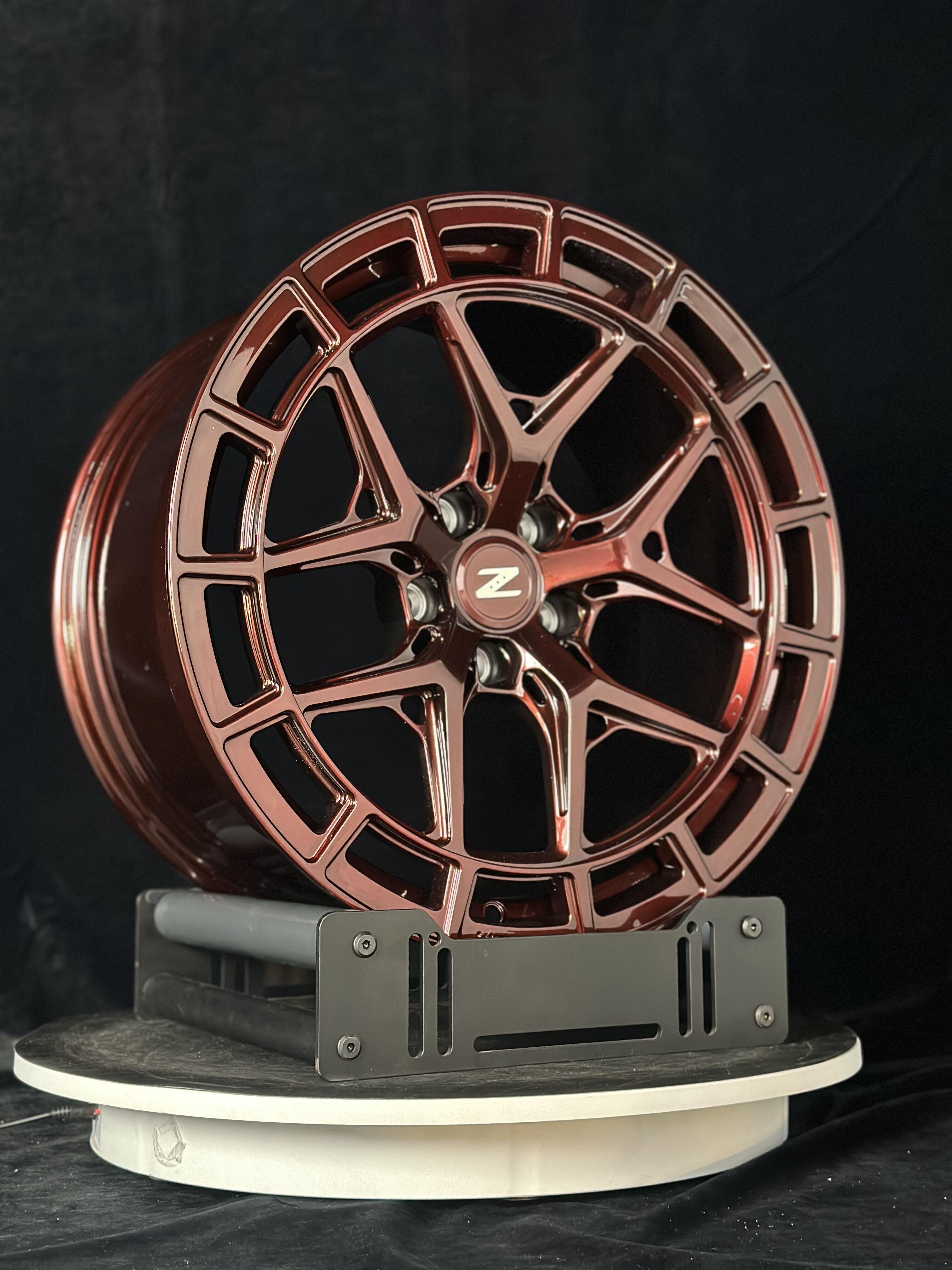 Custom forged WheelWorkCustoms WWC HFX1 Performance wheels shown on a vehicle, featuring sleek multi-spoke design and metallic finish.